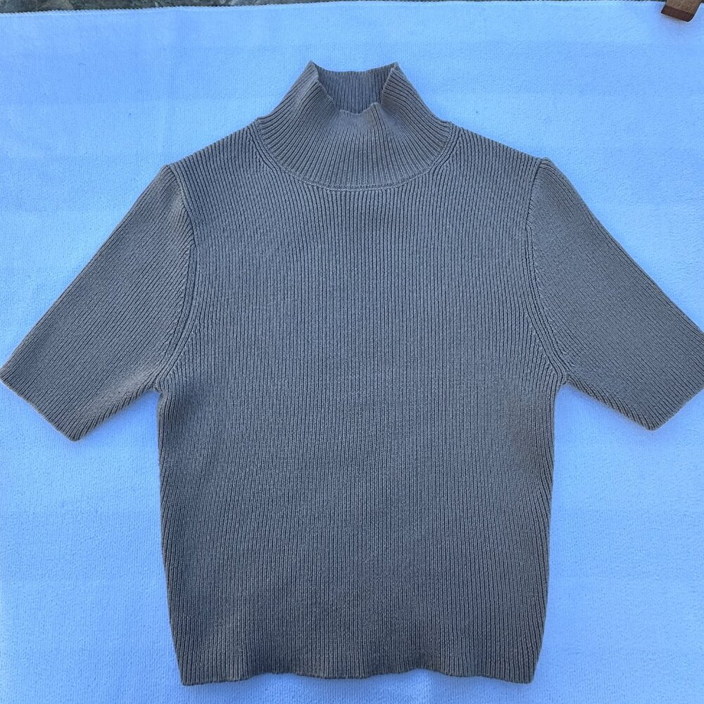 Zara Cowl Neck Short Sleeve Sweater Tee Shirt Mid Length Classy - M